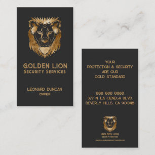 Carte De Visite Élégant Black Gold Lion Services de sécurité