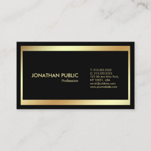 Carte De Visite Élégant Black Gold Modern Professional Plain