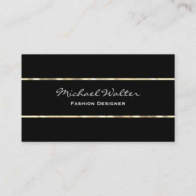 Carte De Visite Elégant Black Gold Trim (Devant)