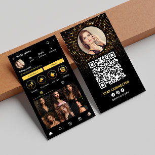 Carte De Visite Elegant Black Photo Coiffeur Instagram 
