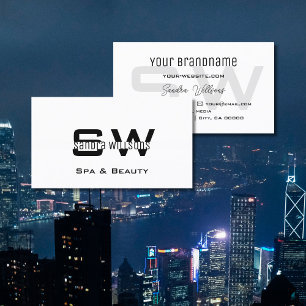 Carte De Visite Élégant blanc clair simple et moderne avec Monogra