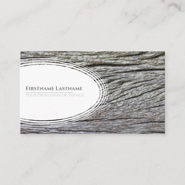 Carte De Visite Elégant blanc ellipse bois style bois grain (Devant)
