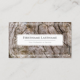 Carte De Visite Elégant blanc encadré bois style bois gris grain