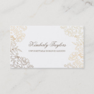 Carte De Visite Élégant blanc floral vintage d'effet de feuille
