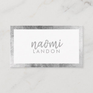 Carte De Visite Elégant blanc gris argent moderne carré minimalist