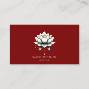 Carte De Visite Élégant blanc lotus rouge moderne
