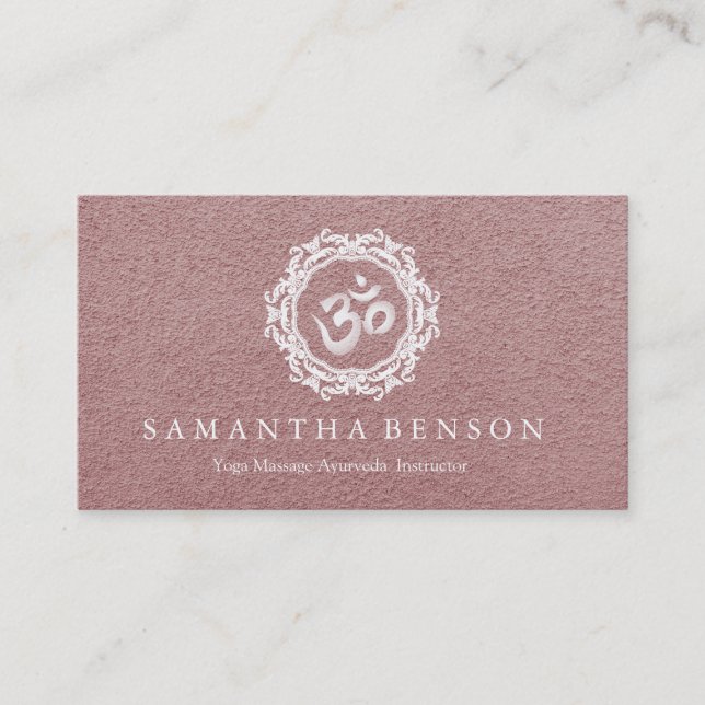 Carte De Visite Elégant blanc Mandala Art Om Logo Yoga (Devant)