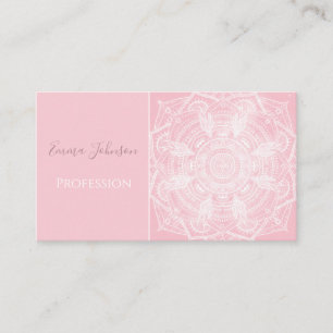 Carte De Visite Elégant blanc Mandala rose Nebula Design