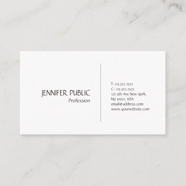 Carte De Visite Elégant Blanc Professionnel Moderne Design élégant (Devant)