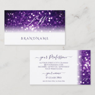 Carte De Visite Élégant blanc violet Parties scintillant étincelan
