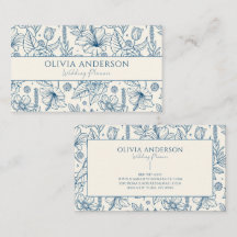 Elégant Bleu & Beige Floral Ligne Moderne Art Uniq