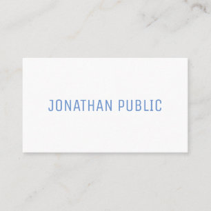 Carte De Visite Elégant Bleu Blanc Minimaliste Modèle moderne