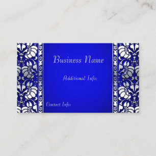 Carte De Visite Elégant bleu et argent horizontal