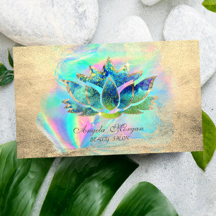 Carte De Visite Élégant bleu Lotus Flower Holographic Inc