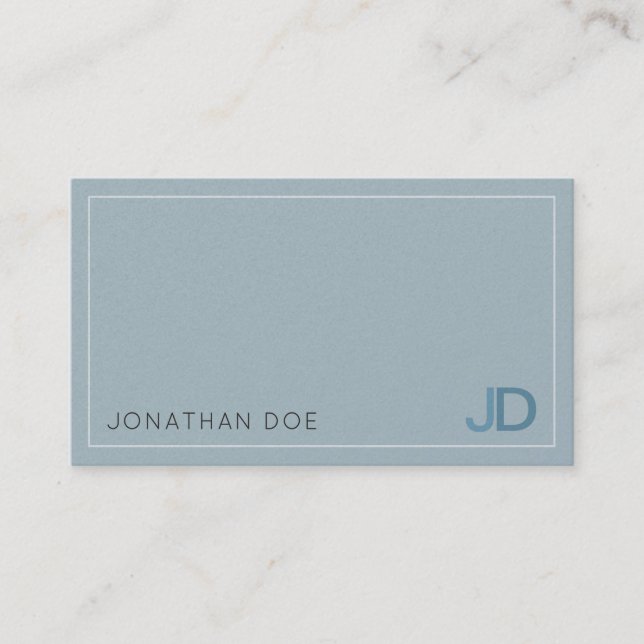 Carte De Visite Elégant bleu moderne Monogramme Luxe Pearl Finish (Devant)