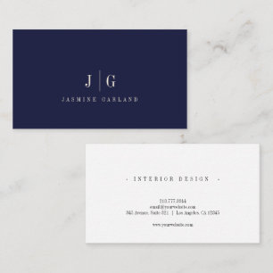 Carte De Visite Élégant Bleu Professionnel Simple Monogramme