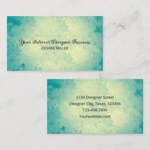 Carte De Visite Elégant bleu Vintage Turquoise Beige Aquarelle Tex