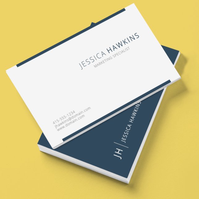 Carte De Visite Élégant bloc moderne Indigo Navy Blue Professional (Créateur téléchargé)