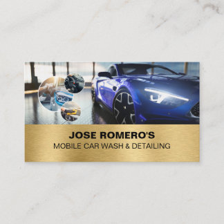 Carte De Visite Elegant Blue Auto Detailing Mobile Car Wash 