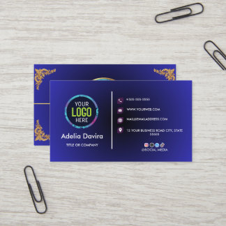 Carte De Visite Elegant Blue Gold Professional Business Card