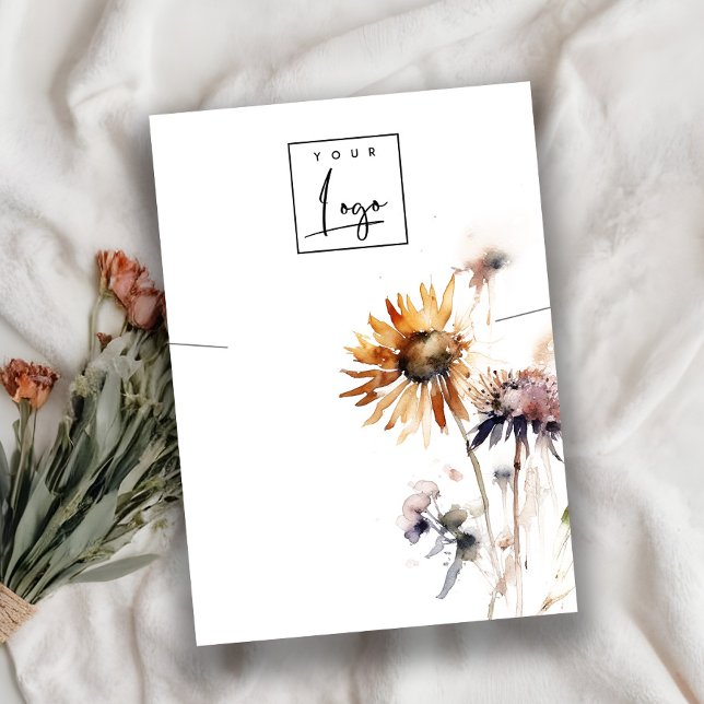 Carte De Visite Élégant Boho Fleur sauvage sec Collier affichage d (Créateur téléchargé)