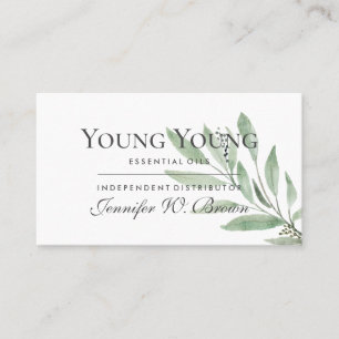 Carte De Visite Élégant Boho Vert Floral Nature Huiles Essentielle