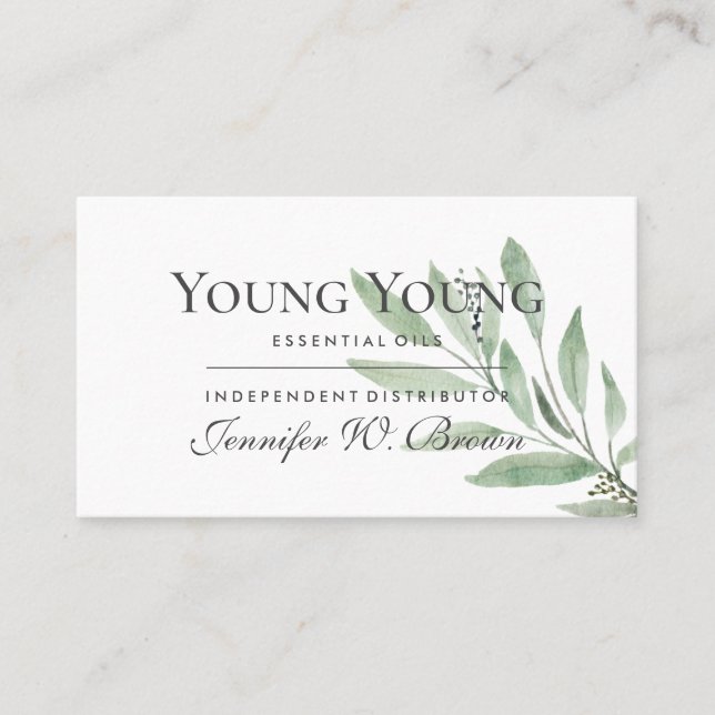 Carte De Visite Élégant Boho Vert Floral Nature Huiles Essentielle (Devant)