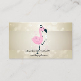 Carte De Visite Elégant Bokeh, Bande, Flamant rose rose Cool