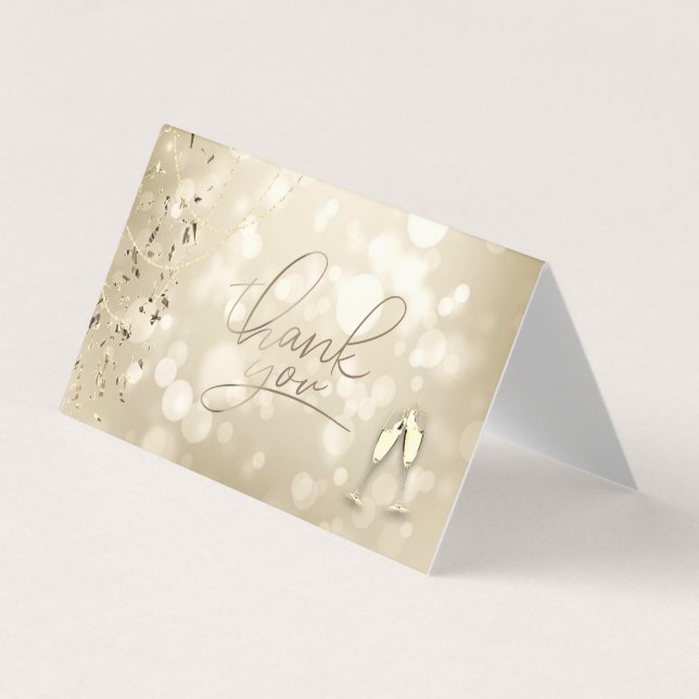 Carte De Visite Elegant Bokeh,Confetti Wine Glasses Wedding (Devant)