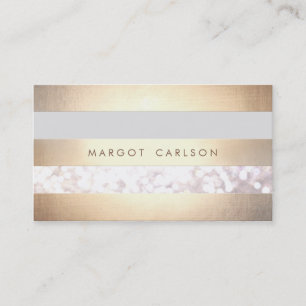 Carte De Visite Élégant Bokeh Faux Gold Foil rayé élégant