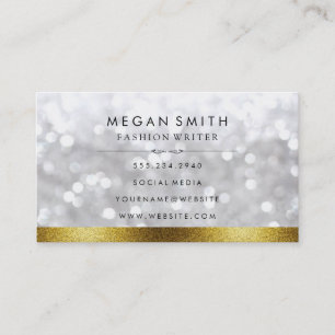 Carte De Visite Elégant Bokeh Faux Gold Parties scintillant Trim