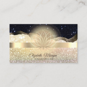 Carte De Visite Elégant Bokeh Gold, Lotus Black Parties scintillan