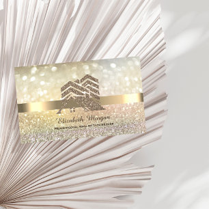 Carte De Visite Elégant Bokeh Gold Parties scintillant House Toit