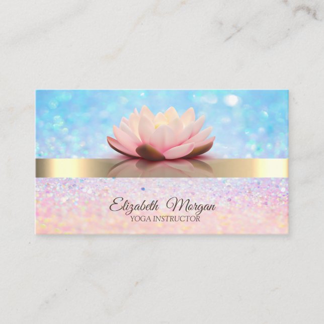 Carte De Visite Élégant Bokeh Gold Stripe, instructeur de Yoga Lot (Devant)