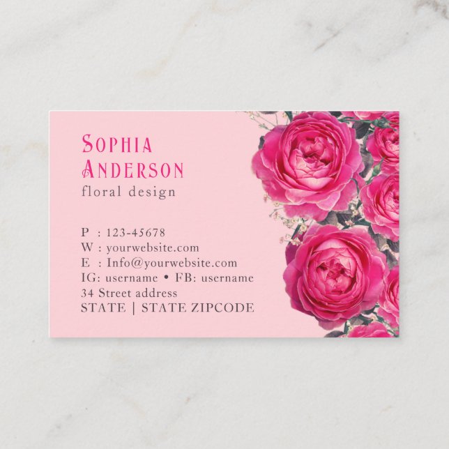 Carte De Visite Elégant Bouquet de Roses (Dos)