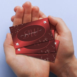 Carte De Visite Elégant Bourgogne Rouge Parties scintillant Étoile
