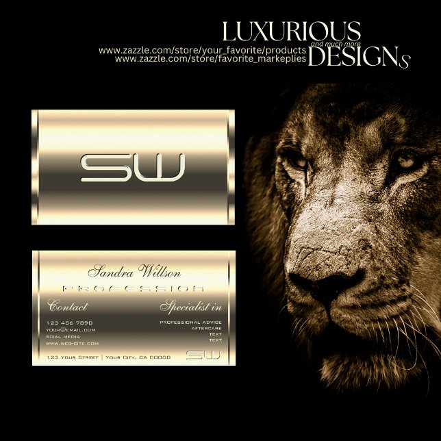 Carte De Visite Élégant brillant doré optique 3D Monogramme (Créateur téléchargé)