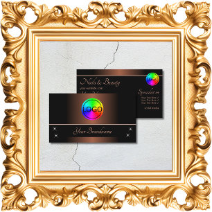 Carte De Visite Élégant Brown et noir avec logo professionnel