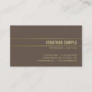 Carte De Visite Elégant Brown Or minimaliste Design tendance luxe