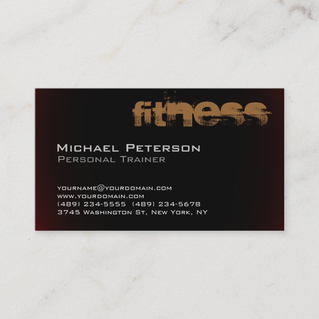 Carte de visite élégant Browny Red Black Fitness (Devant)