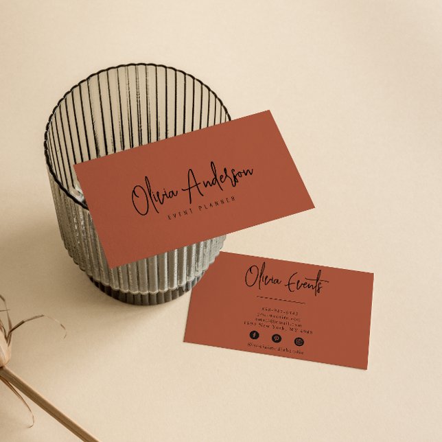 Carte De Visite Élégant Burnt Orange Terracotta Boho Chic Moderne (Créateur téléchargé)