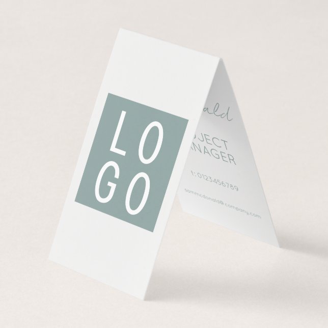 CARTE DE VISITE ELEGANT BUSINESS COMPANY LOGO VERT FOLDED TENT (Devant)