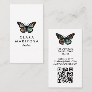 Carte De Visite Élégant Butterfly Monarch Beauté Lashes QR Code