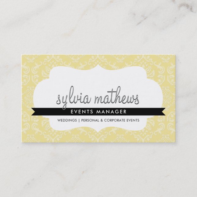 Carte de visite ÉLÉGANT :: cadre damassé élégant 2 (Devant)