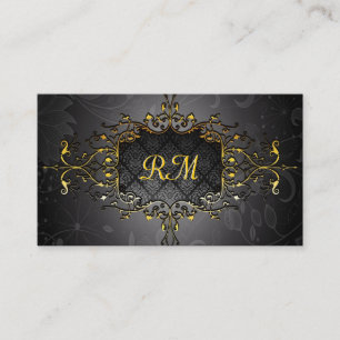 Carte De Visite Elégant cadre de dentelle Vintage or noir et or