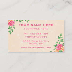 Carte De Visite Elégant cadre de jardin Rose Moderne Professionne