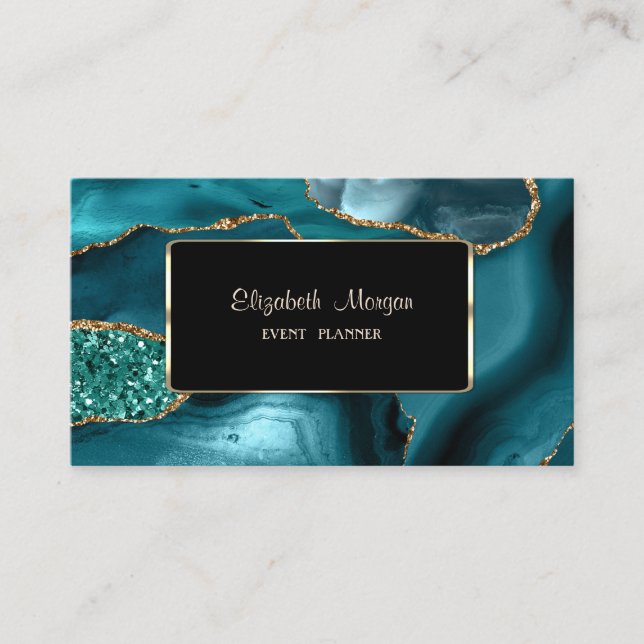 Carte De Visite Elégant cadre de Parties scintillant Emerald Green (Devant)