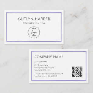 Carte De Visite Élégant cadre en feuille de pourpre avec code QR d