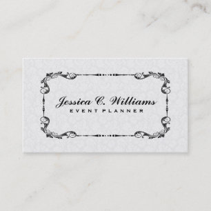 Carte De Visite Elégant cadre Vintage noir et blanc 2