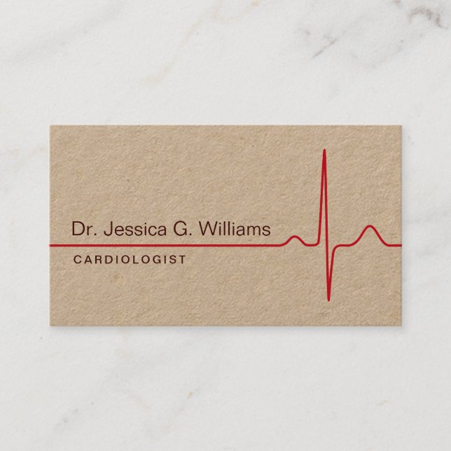 Carte De Visite Élégant cardiologue de la vague ECG Kraft (Devant)